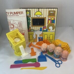 Vintage 1977 Play-Doh Fuzzy Pumper Barber Beauty Shop People Incomplete